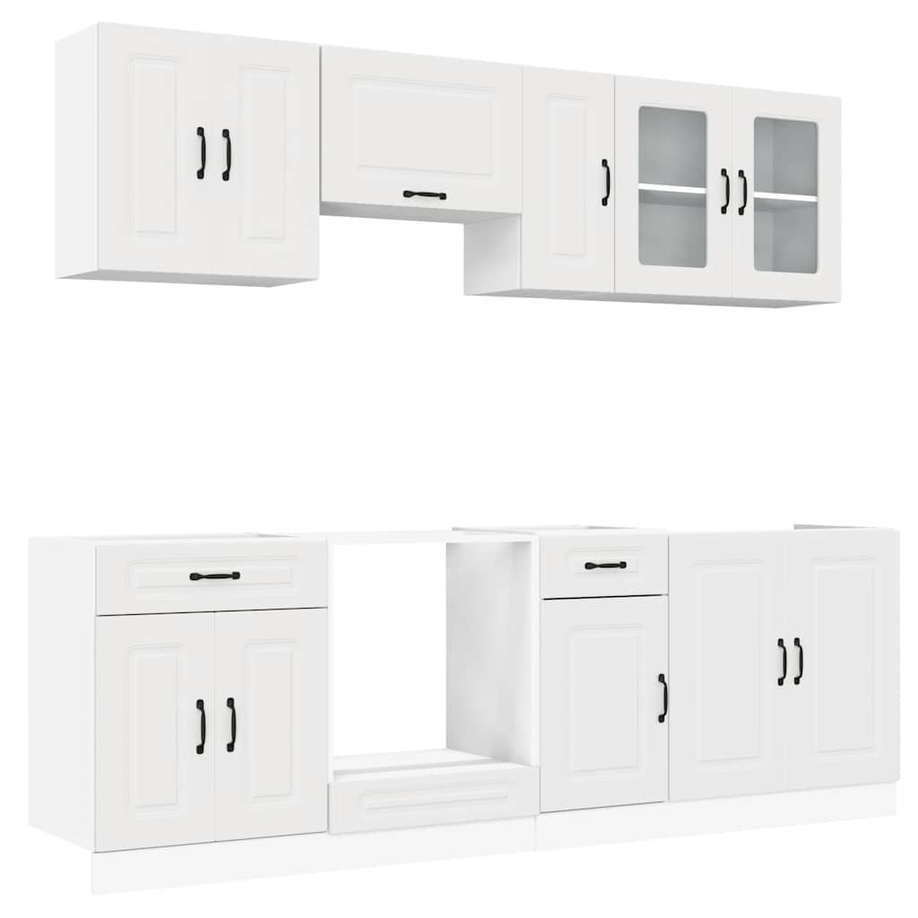 8 Piece Kitchen Cabinet Set Kalmar White Engineered Wood