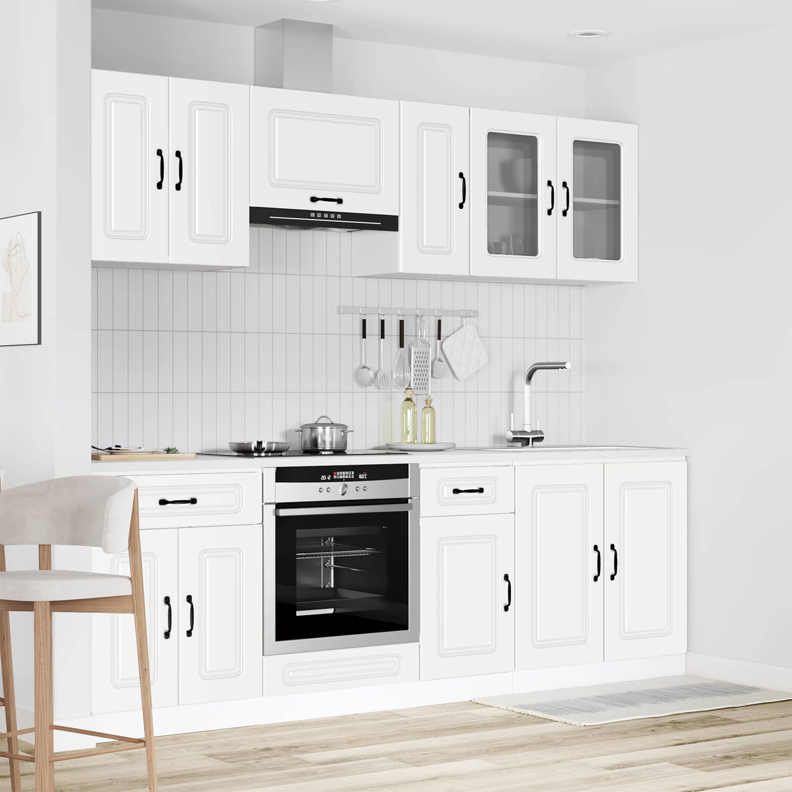 8 Piece Kitchen Cabinet Set Kalmar White Engineered Wood