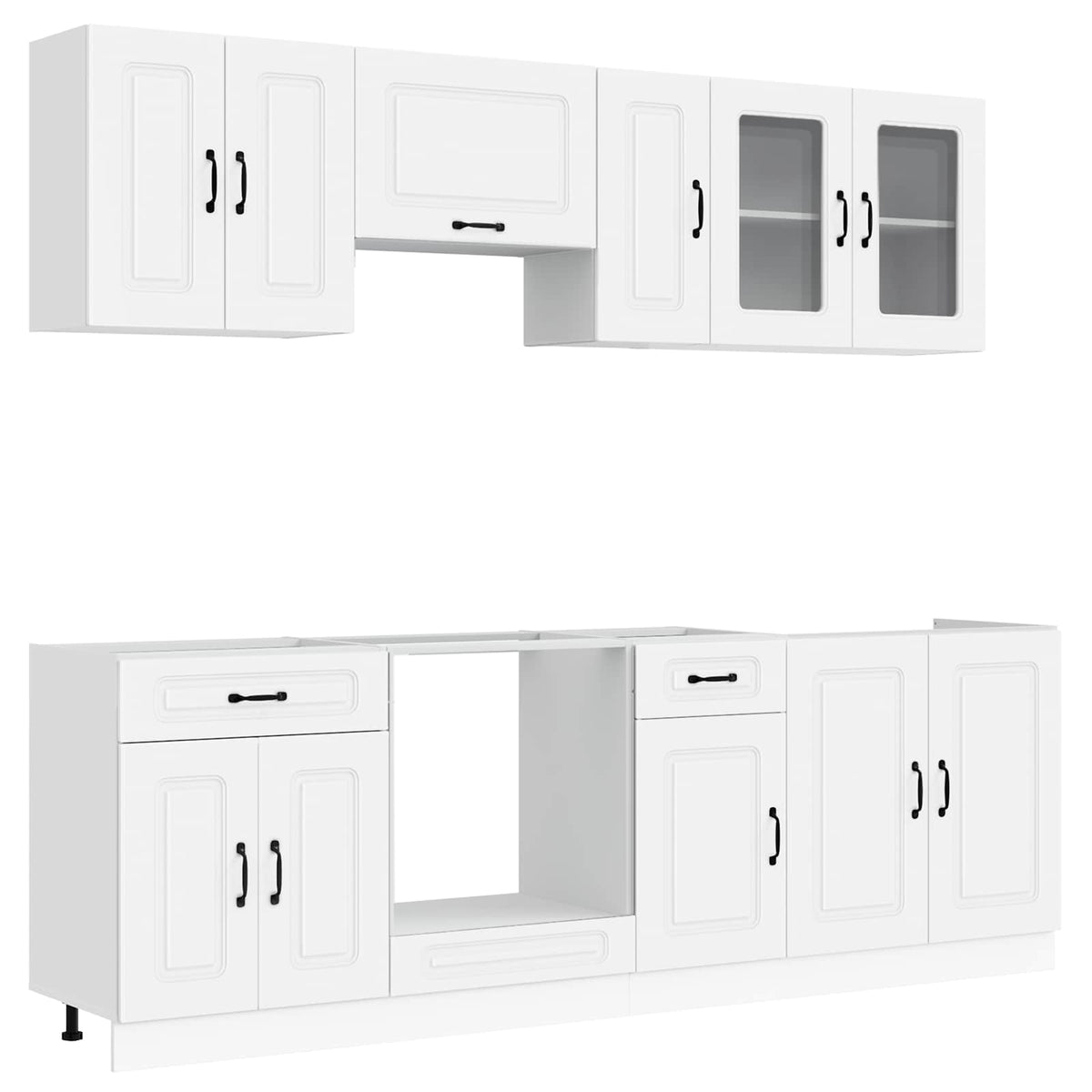 8 Piece Kitchen Cabinet Set Kalmar White Engineered Wood