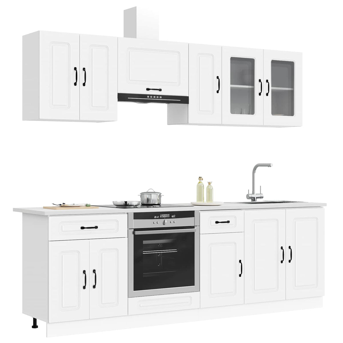8 Piece Kitchen Cabinet Set Kalmar White Engineered Wood