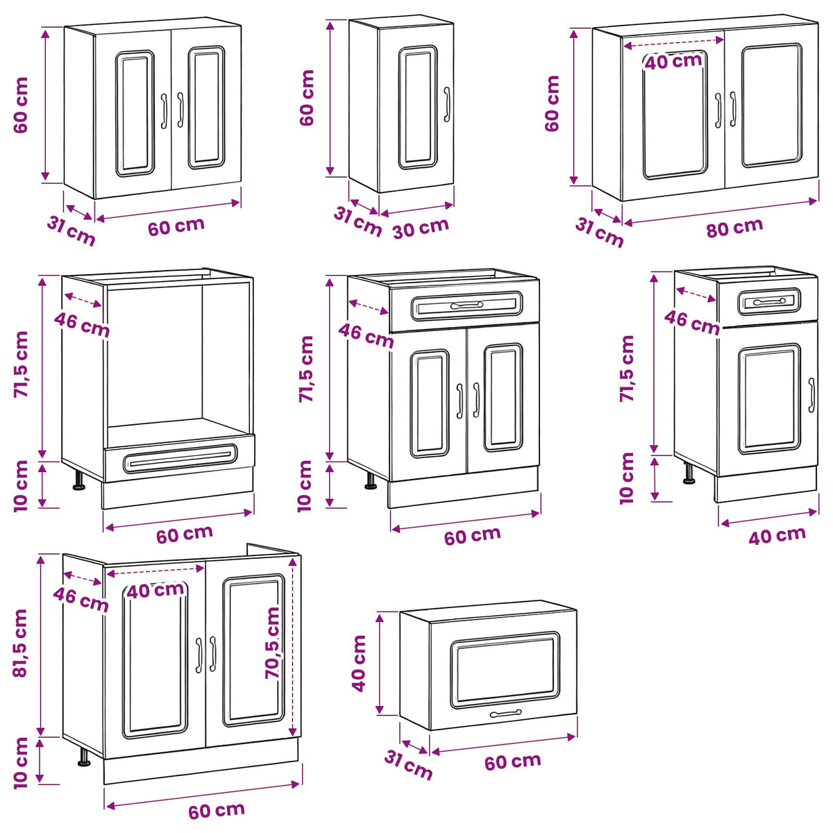8 Piece Kitchen Cabinet Set Kalmar White Engineered Wood