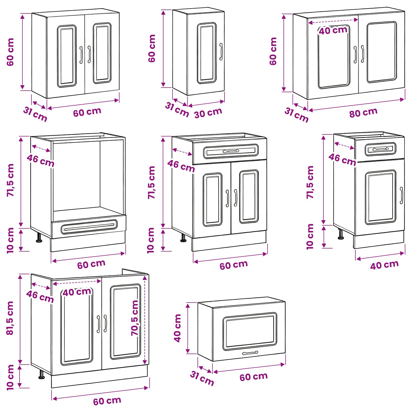 8 Piece Kitchen Cabinet Set Kalmar White Engineered Wood