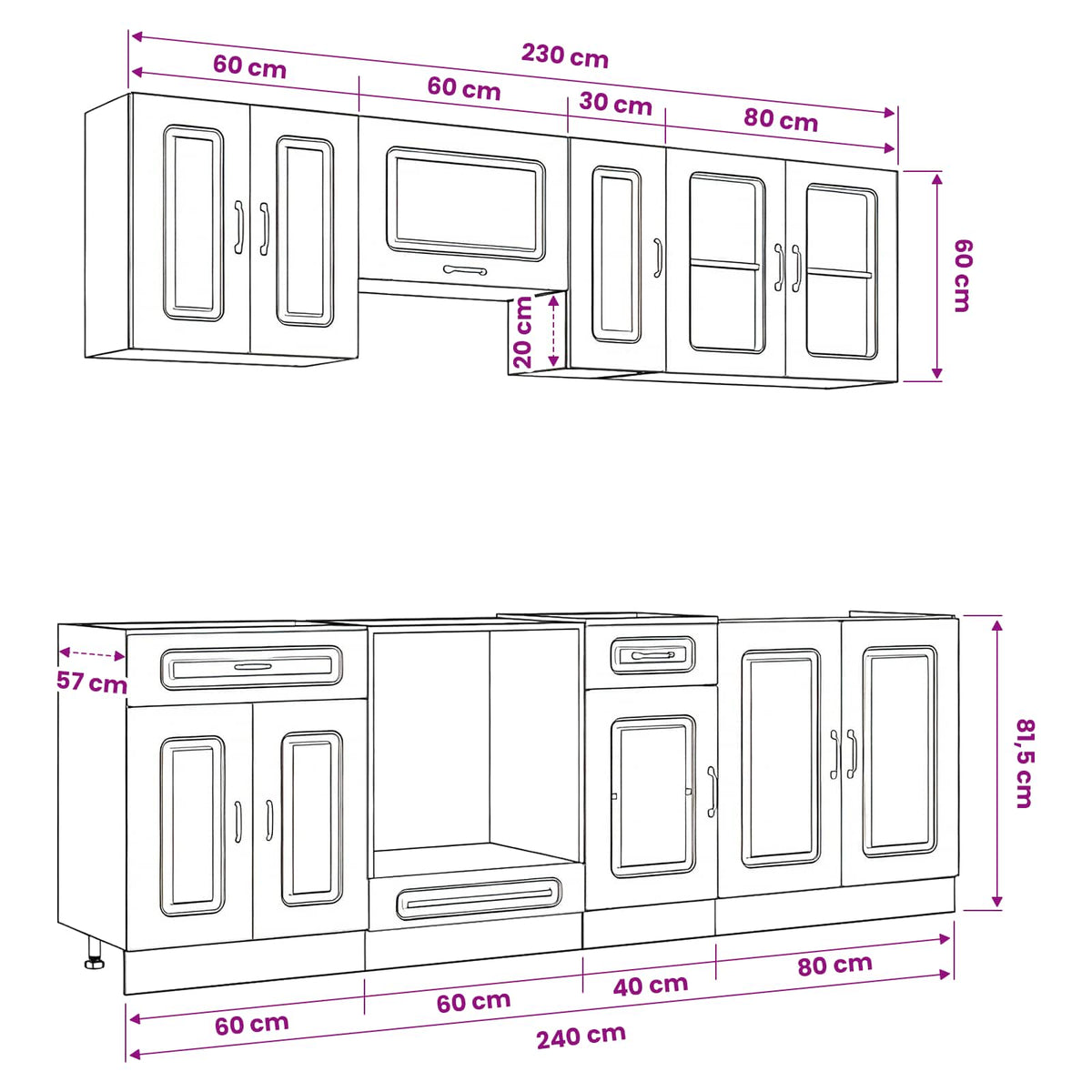 8 Piece Kitchen Cabinet Set Kalmar White Engineered Wood