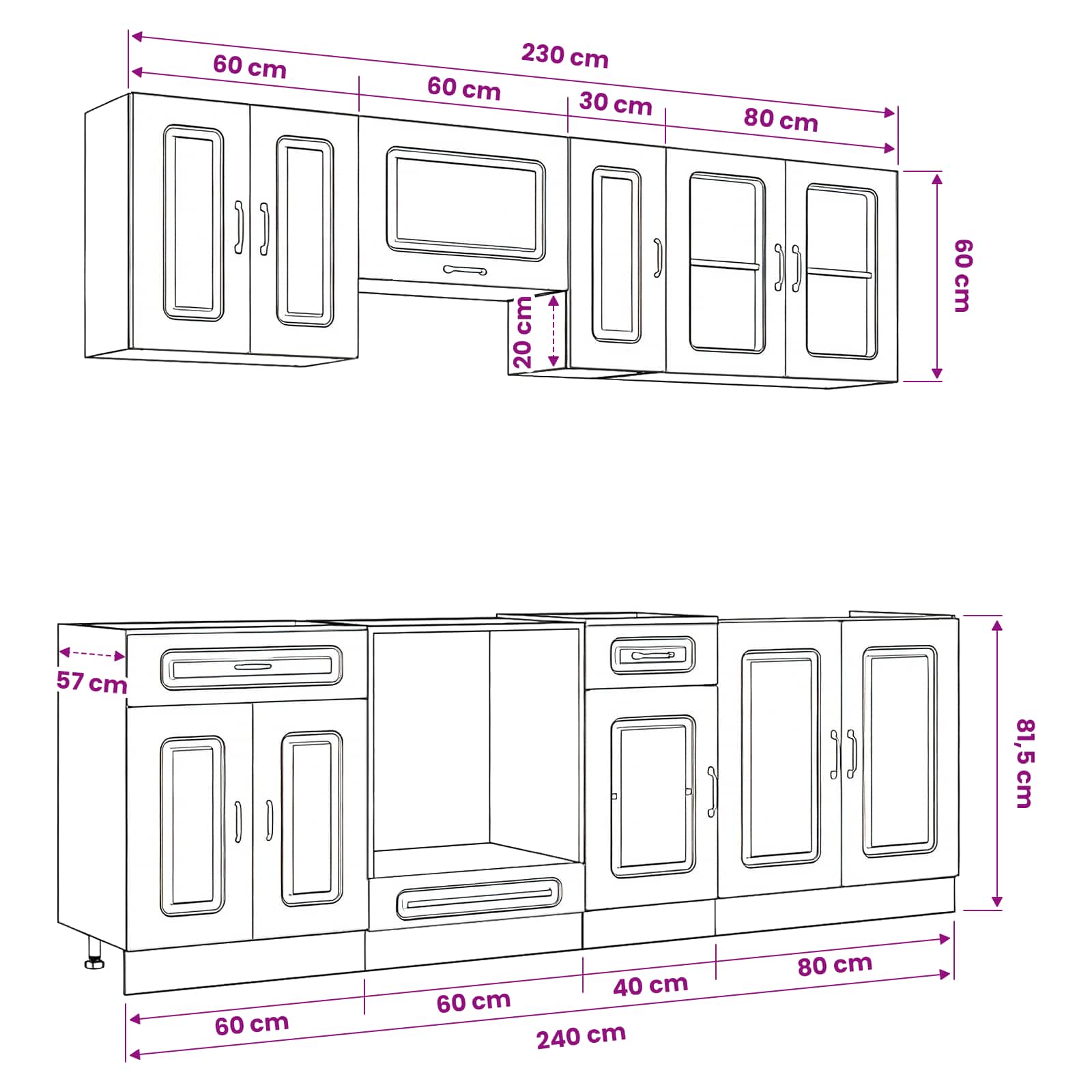 8 Piece Kitchen Cabinet Set Kalmar White Engineered Wood