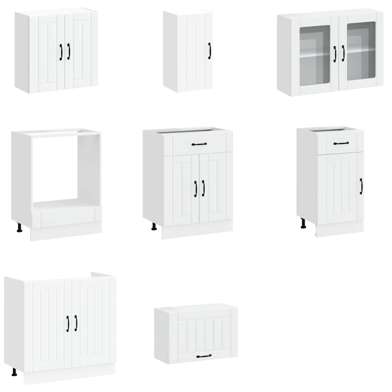 8 Piece Kitchen Cabinet Set Kalmar White Engineered Wood