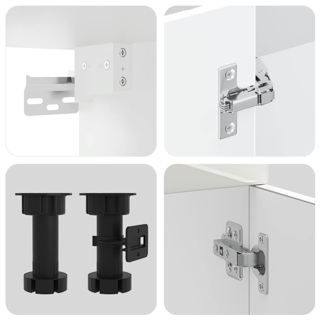 8 Piece Kitchen Cabinet Set "Kalmar" High Gloss White Engineered Wood