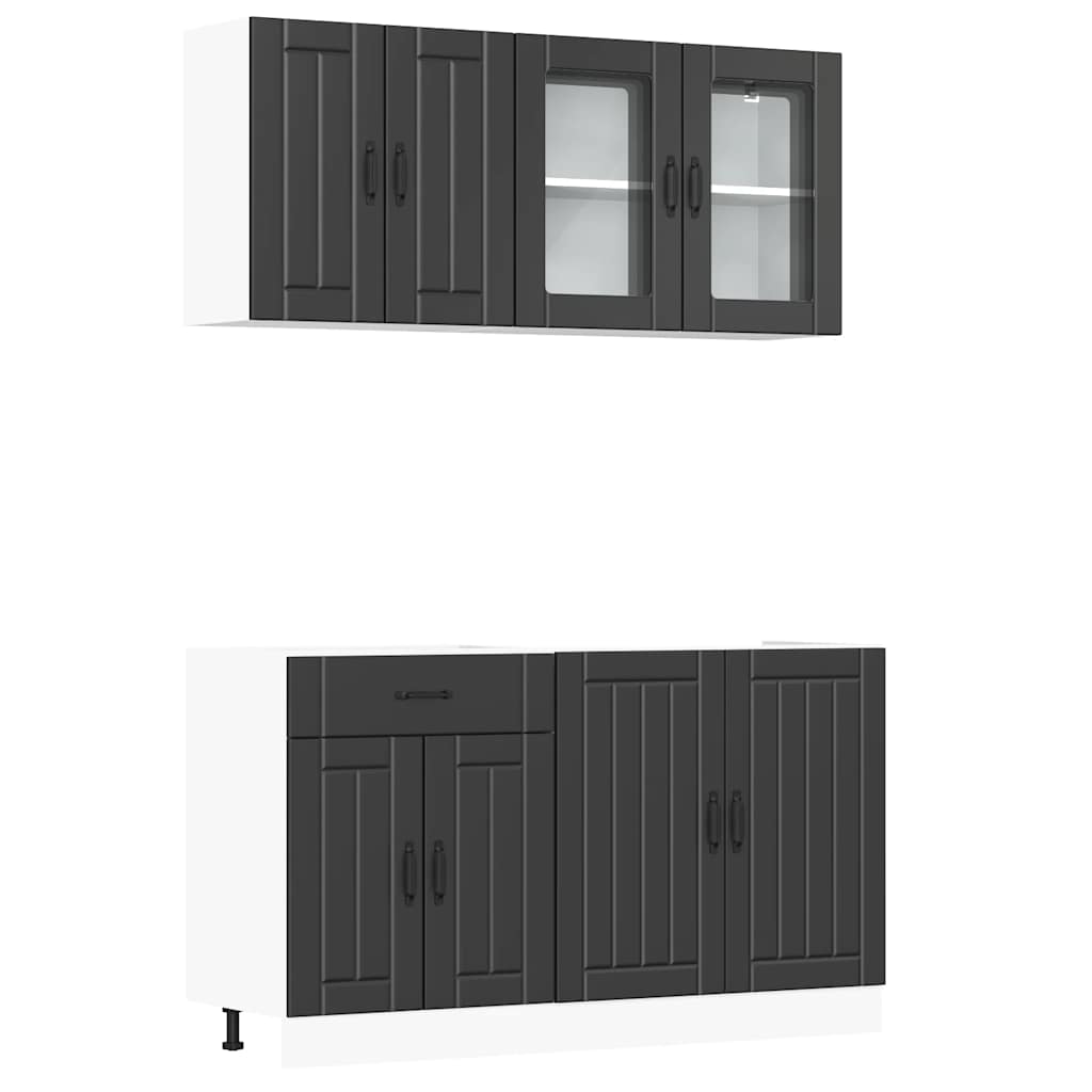 4 Piece Kitchen Cabinet Set "Lucca" Black Engineered Wood