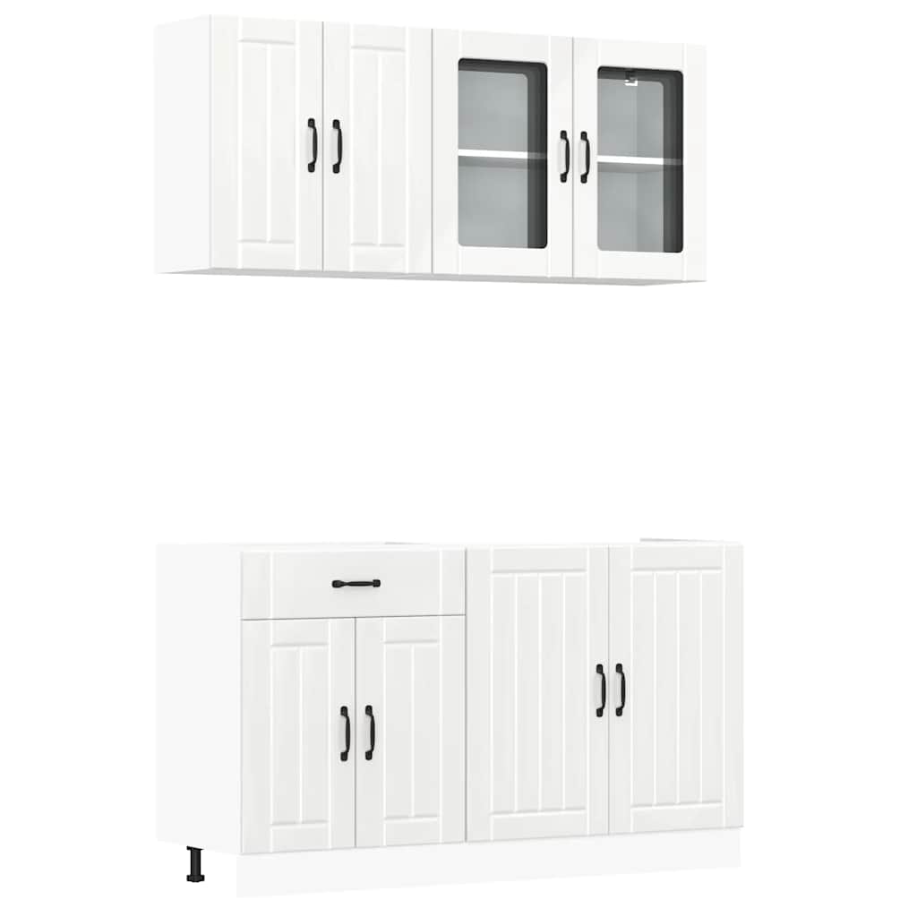 4 Piece Kitchen Cabinet Set "Lucca" High Gloss White Engineered Wood