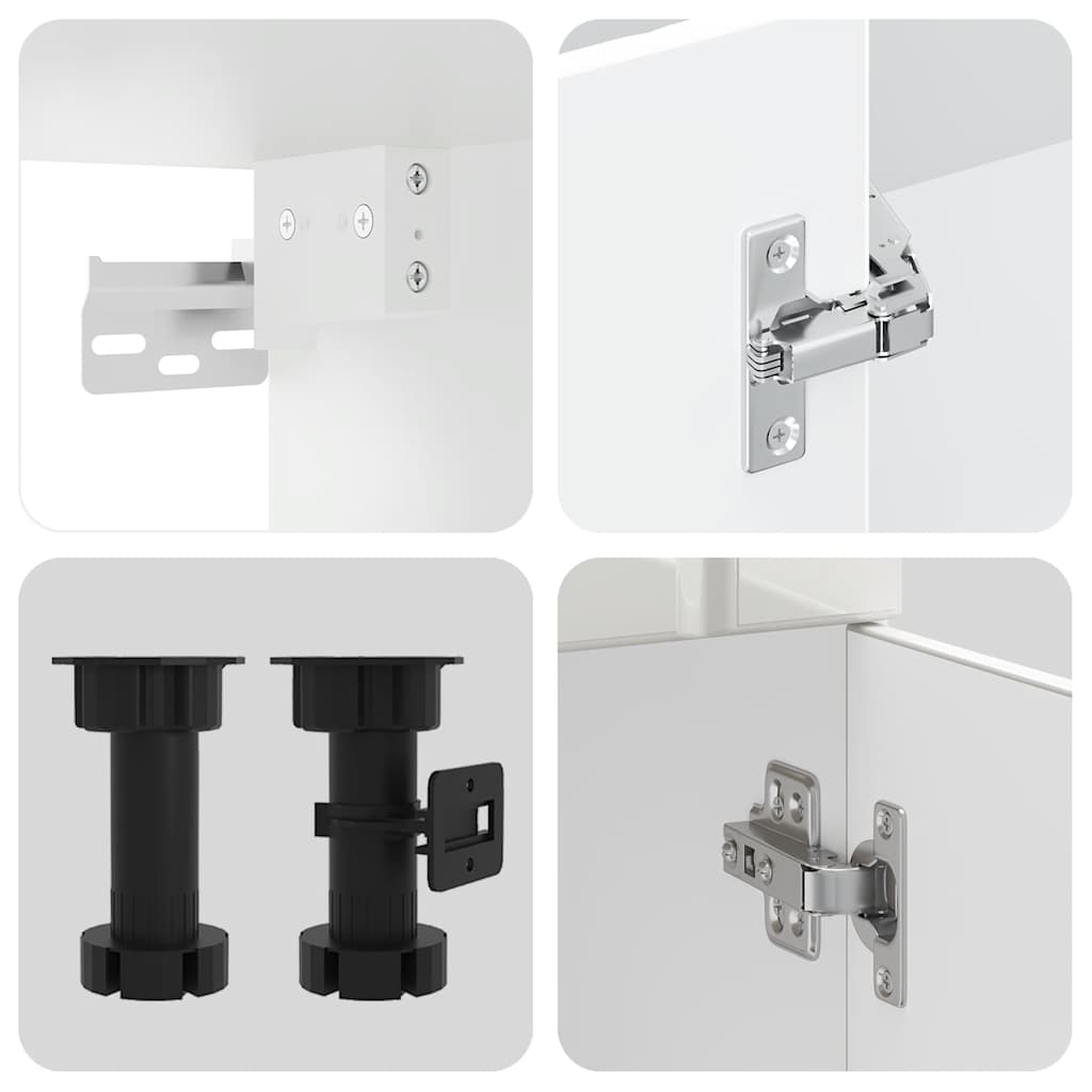4 Piece Kitchen Cabinet Set "Lucca" High Gloss White Engineered Wood