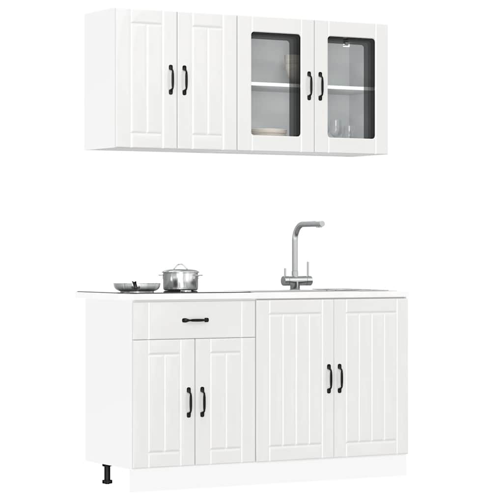 4 Piece Kitchen Cabinet Set "Lucca" High Gloss White Engineered Wood