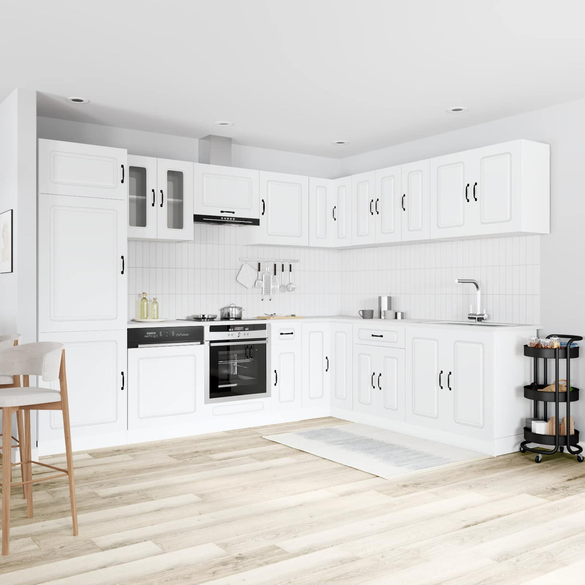 14 Piece Kitchen Cabinet Set Kalmar White Engineered Wood