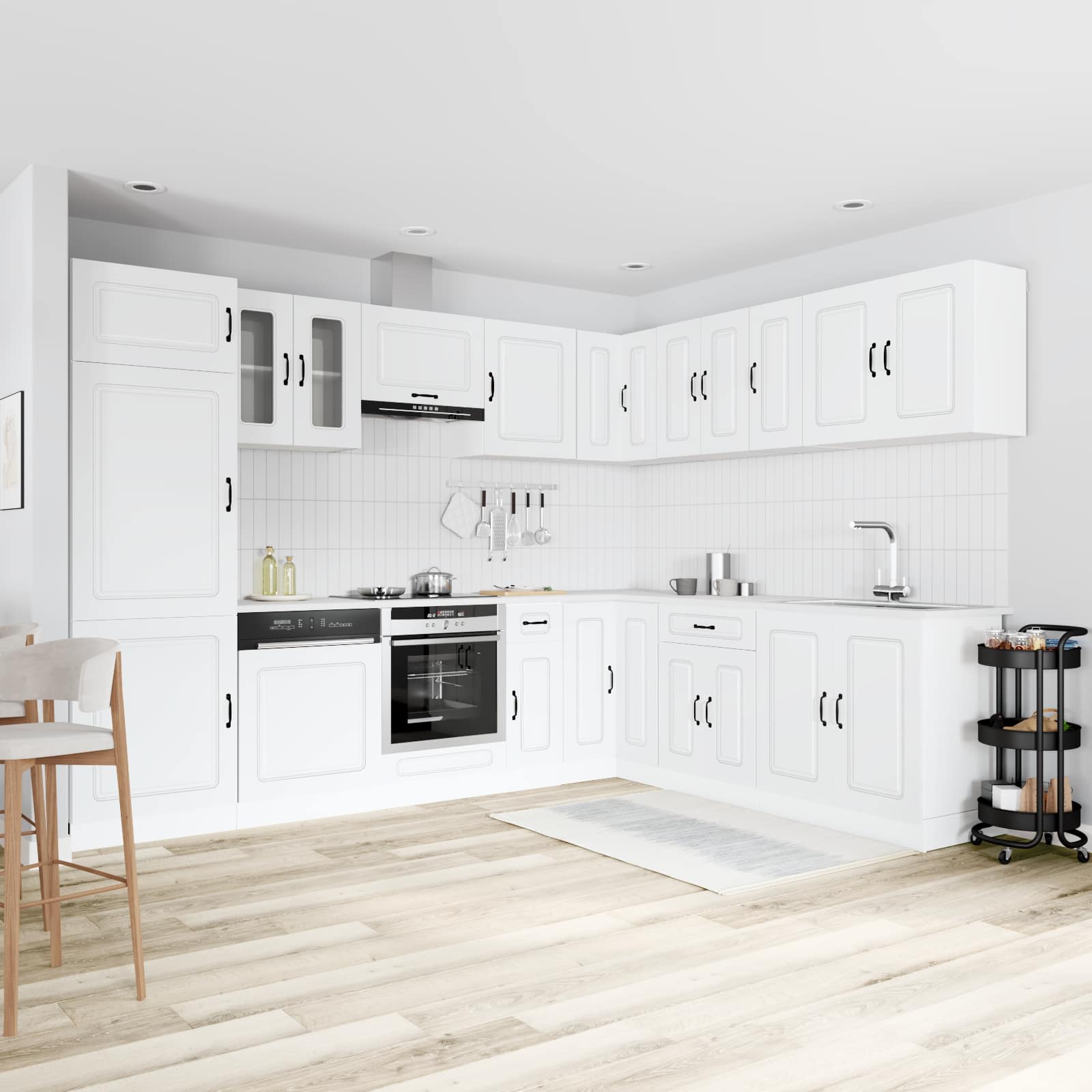 14 Piece Kitchen Cabinet Set Kalmar White Engineered Wood
