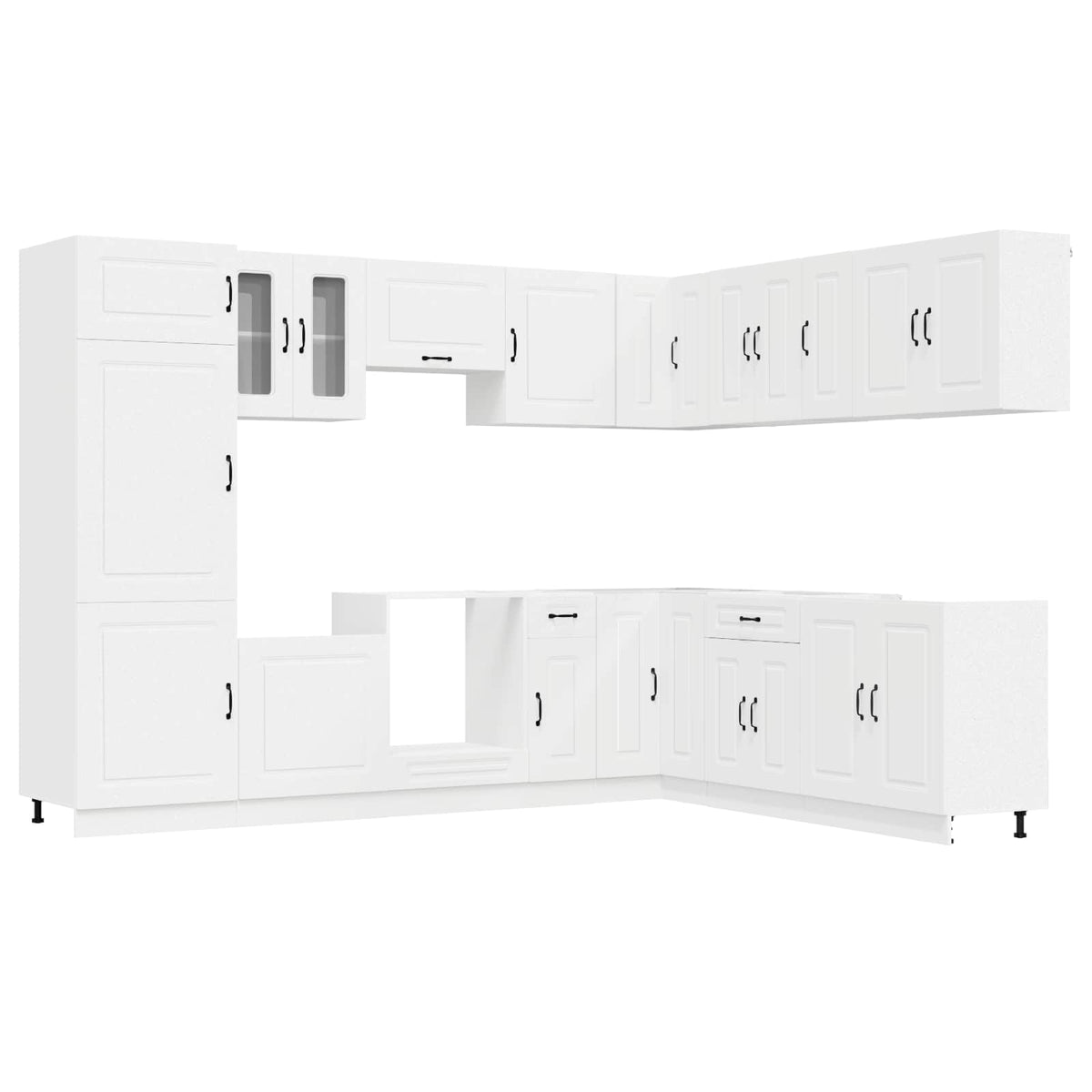14 Piece Kitchen Cabinet Set Kalmar White Engineered Wood