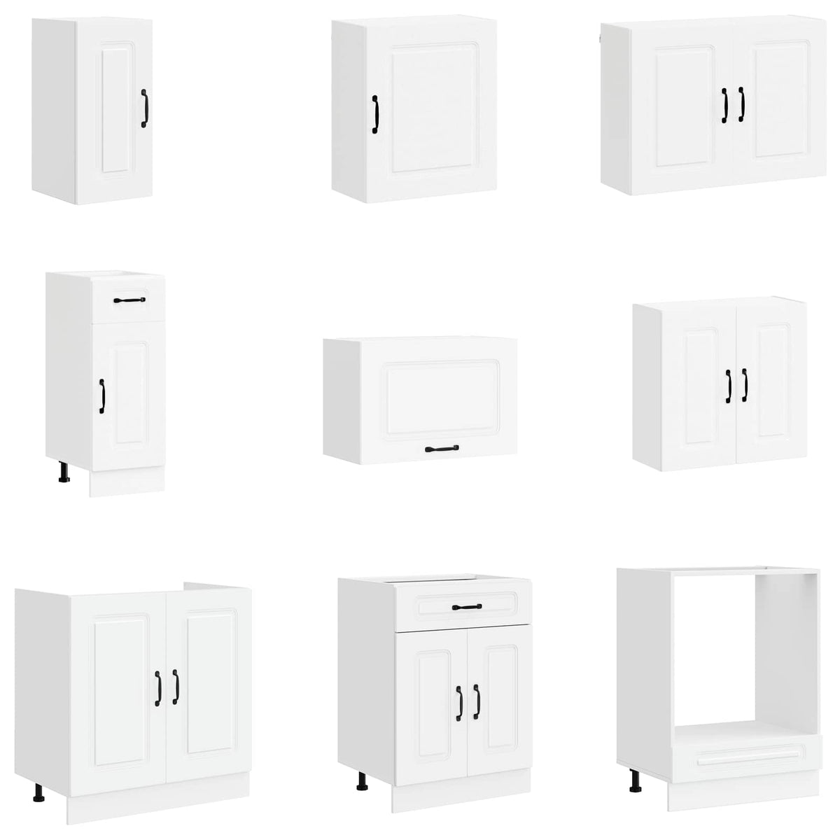 14 Piece Kitchen Cabinet Set Kalmar White Engineered Wood