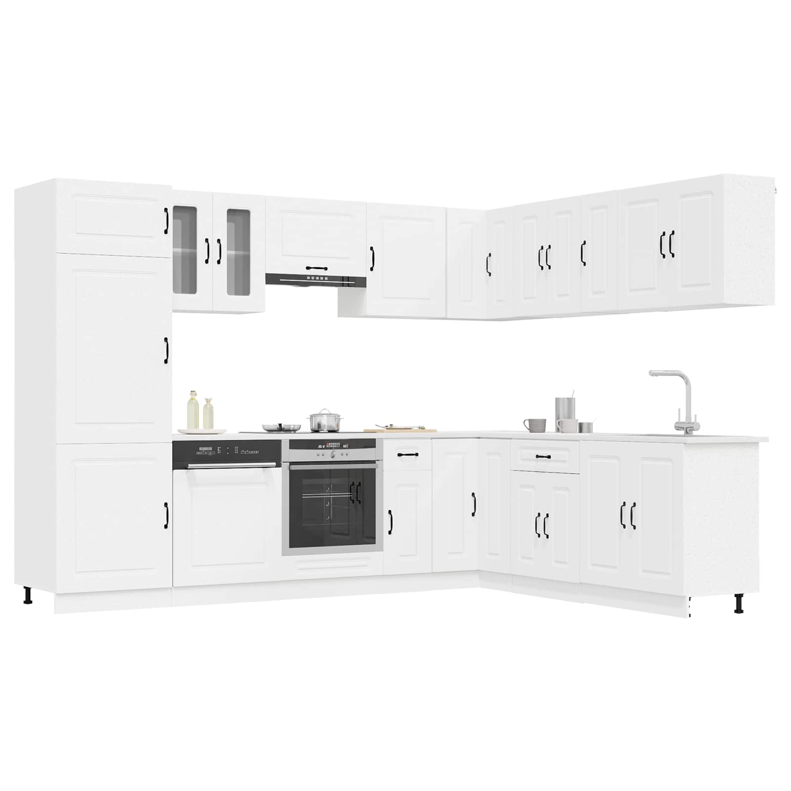 14 Piece Kitchen Cabinet Set Kalmar White Engineered Wood