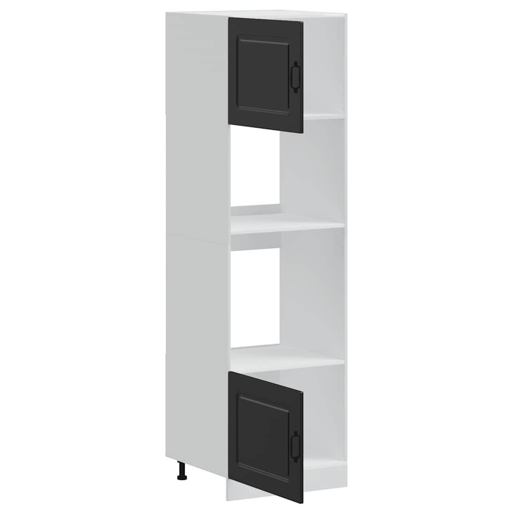 Oven Cabinets 2 pcs Kalmar Black Engineered Wood