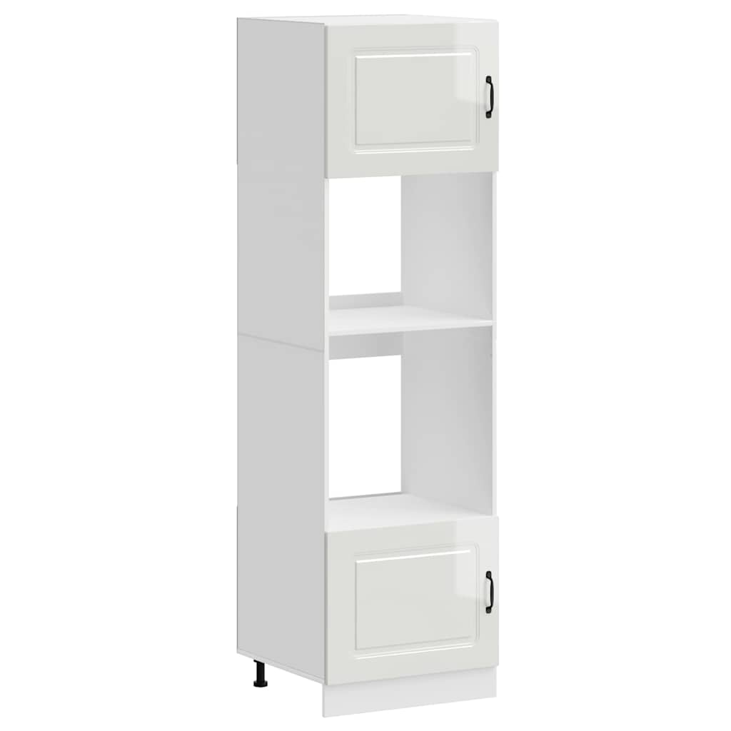Oven Cabinets 2 pcs Kalmar Gloss White Engineered Wood