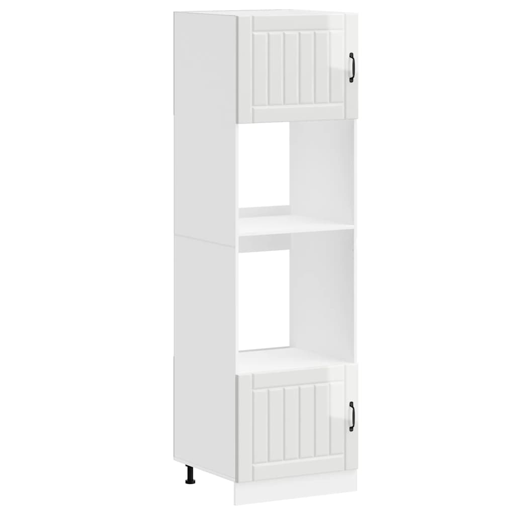 Oven Cabinets 2 pcs Lucca Gloss White Engineered Wood