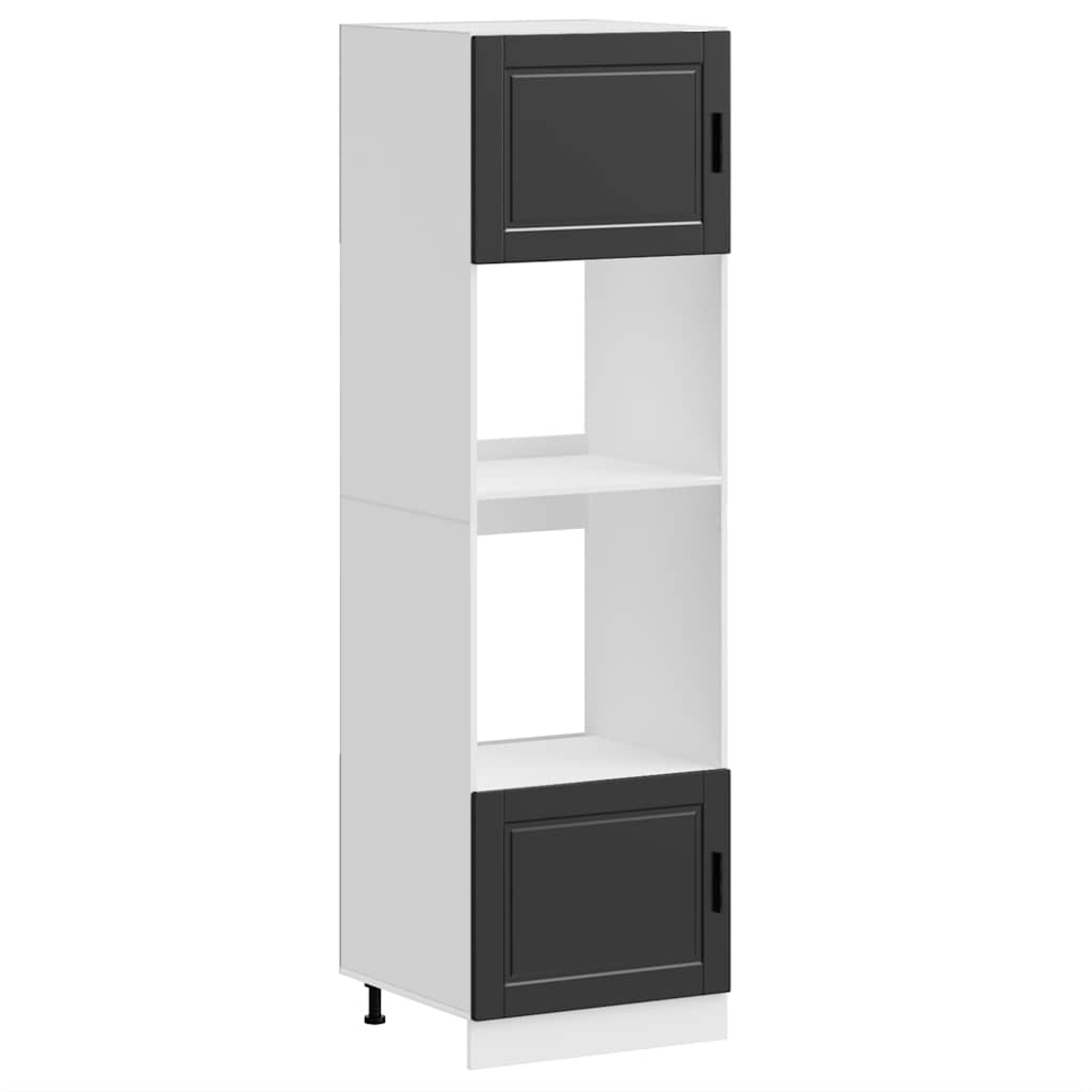 Oven Cabinets 2 pcs Porto Black Engineered Wood