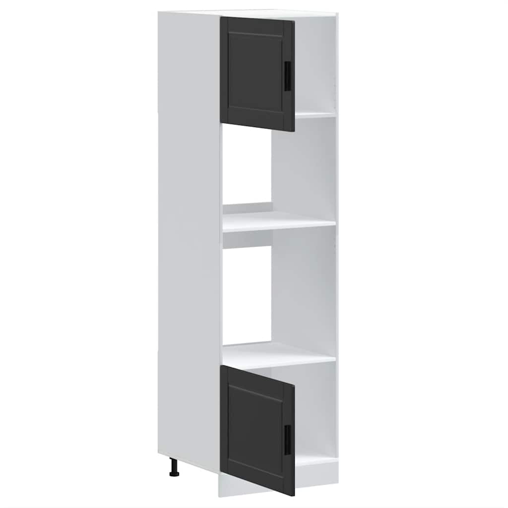 Oven Cabinets 2 pcs Porto Black Engineered Wood