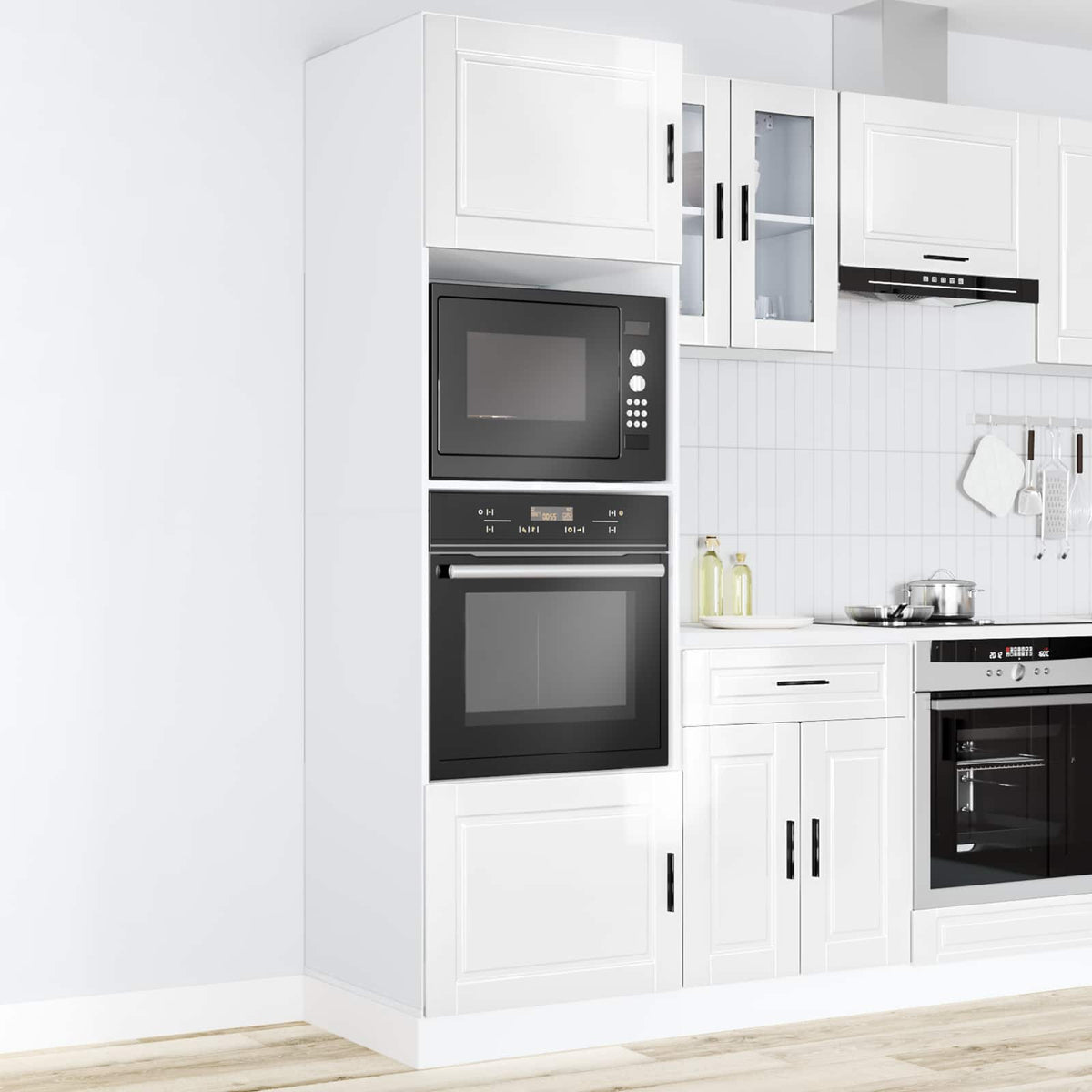 Oven Cabinets 2 pcs Porto Gloss White Engineered Wood