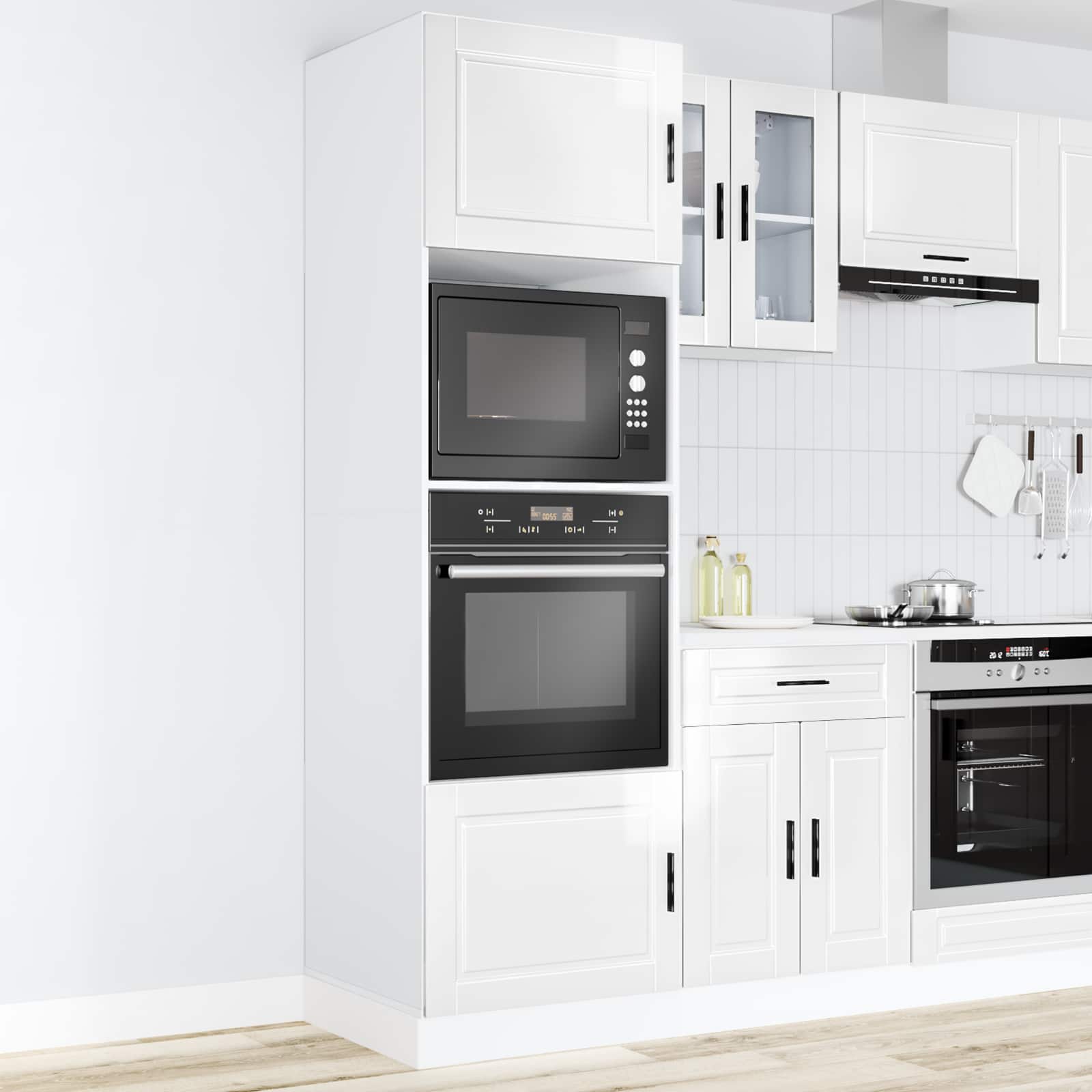 Oven Cabinets 2 pcs Porto Gloss White Engineered Wood