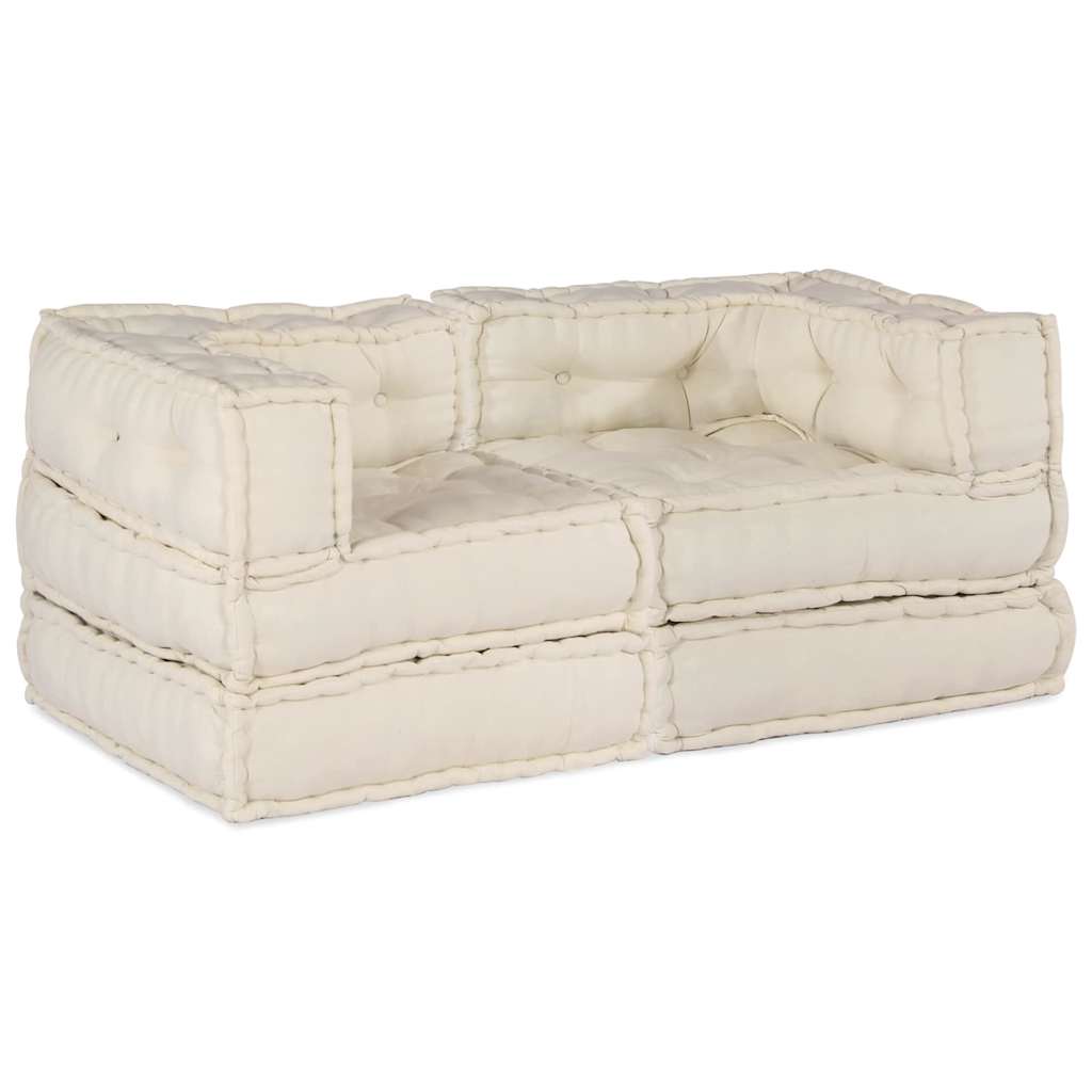 Modular Sofa 2 pcs Cream 140 x 70 x 56 cm Fabric