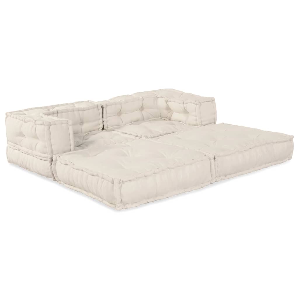 Modular Sofa 2 pcs Cream 140 x 70 x 56 cm Fabric