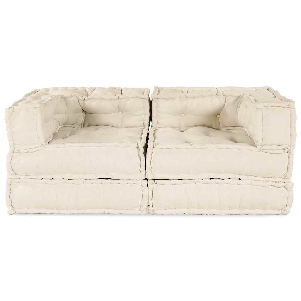 Modular Sofa 2 pcs Cream 140 x 70 x 56 cm Fabric