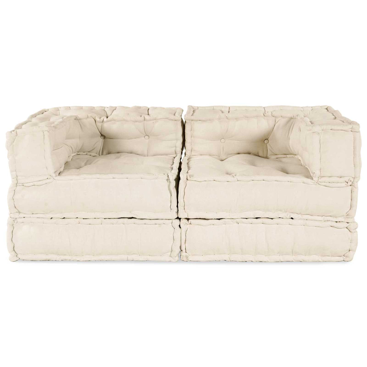 Modular Sofa Unit 2 pcs Cream 140 x 70 x 56 cm Fabric
