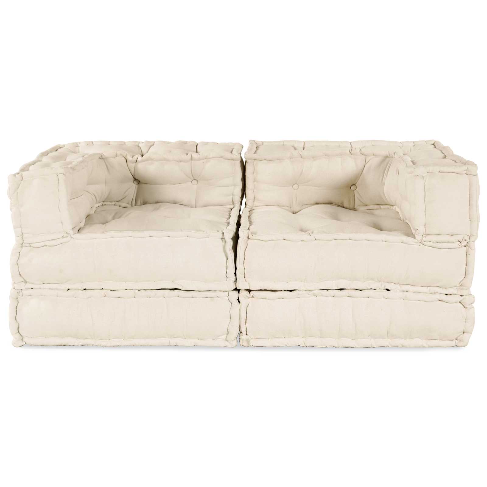Modular Sofa Unit 2 pcs Cream 140 x 70 x 56 cm Fabric