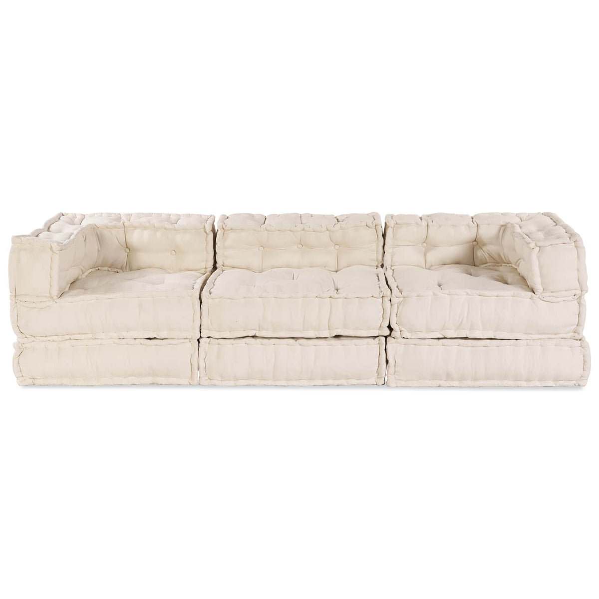 Modular Sofa Unit 3 pcs Cream Fabric