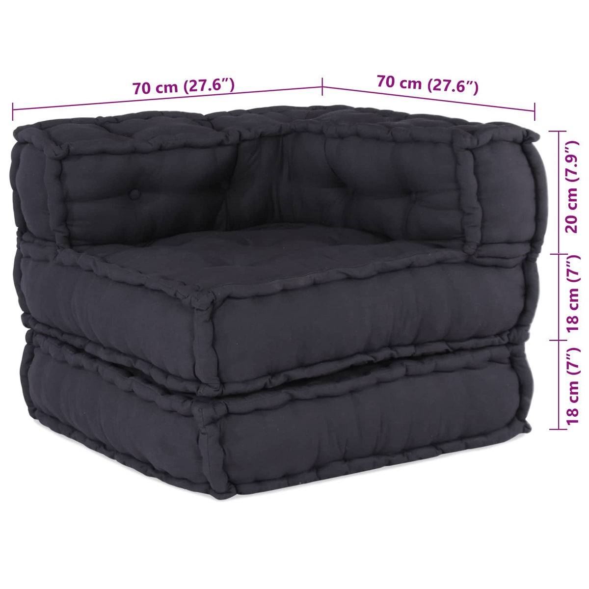Modular Sofa Unit 2 pcs Anthracite 140 x 70 x 56 cm Fabric