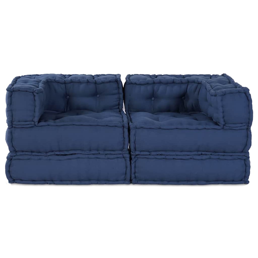 Modular Sofa Unit 2 pcs Indigo 140 x 70 x 56 cm Fabric