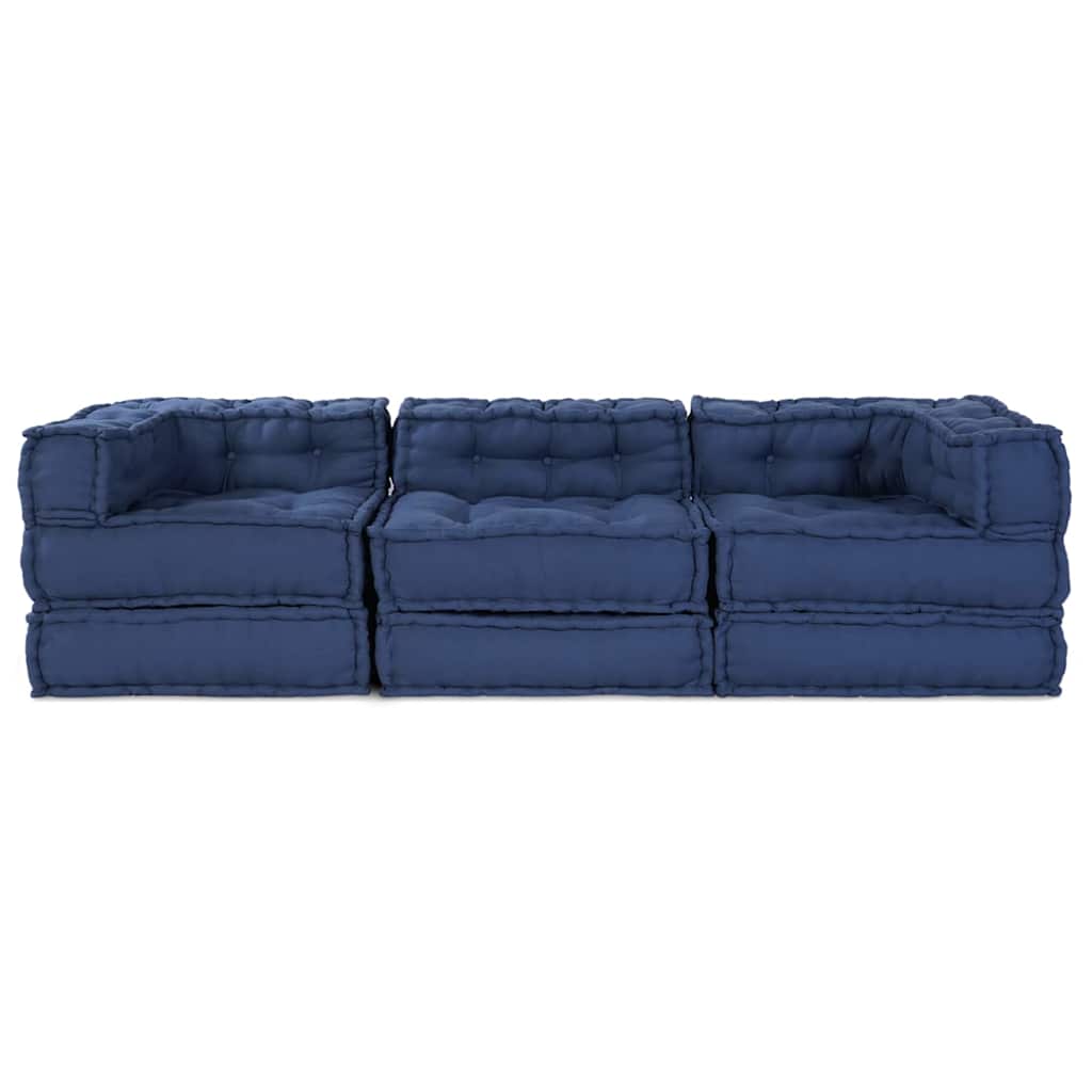 Modular Sofa Unit 3 pcs Indigo Fabric
