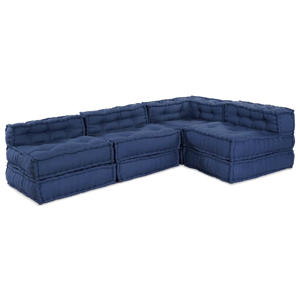 Modular Sofa Unit 4 pcs Indigo Fabric