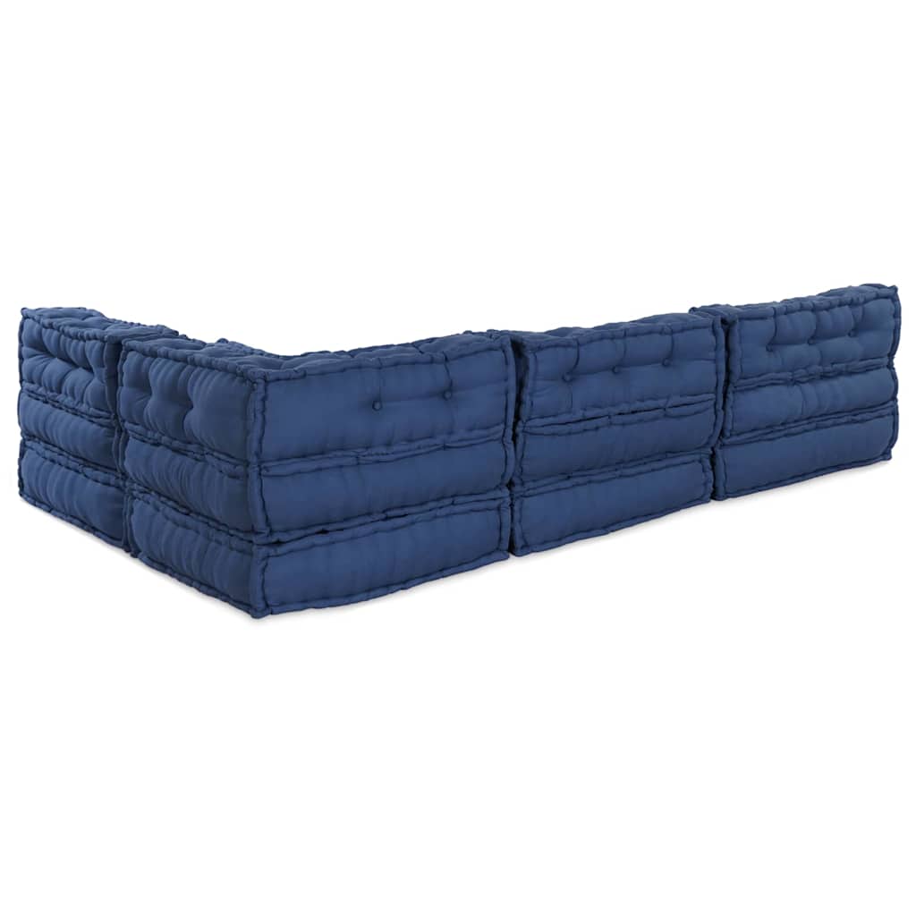 Modular Sofa Unit 4 pcs Indigo Fabric
