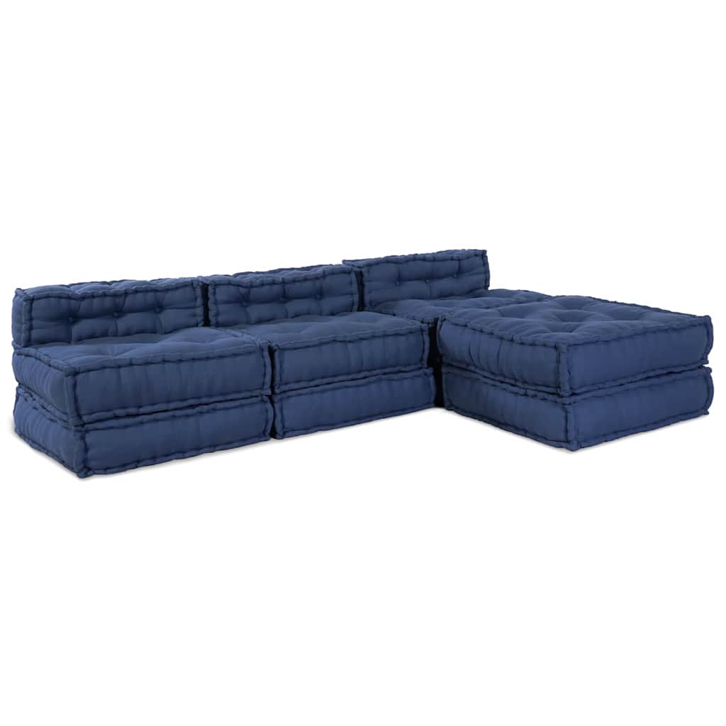 Modular Sofa Unit 4 pcs Indigo Fabric