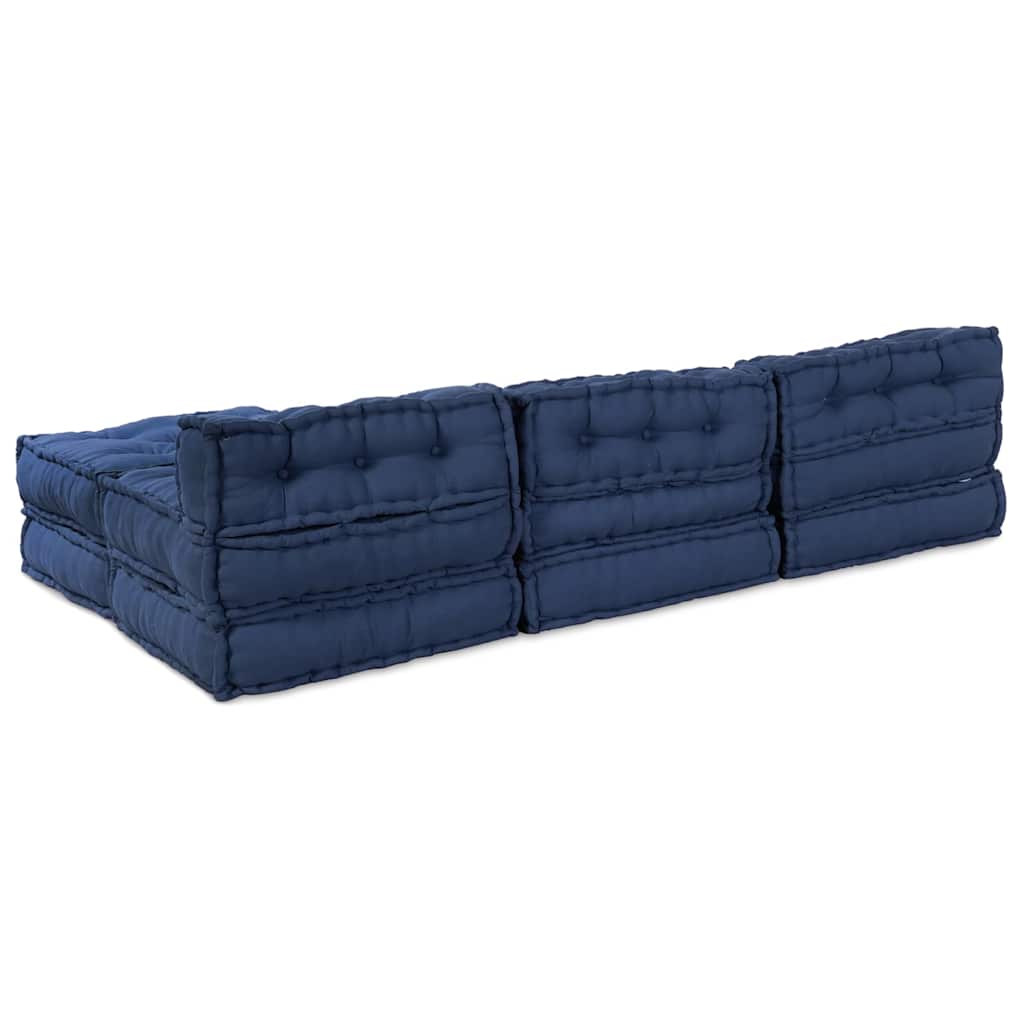 Modular Sofa Unit 4 pcs Indigo Fabric
