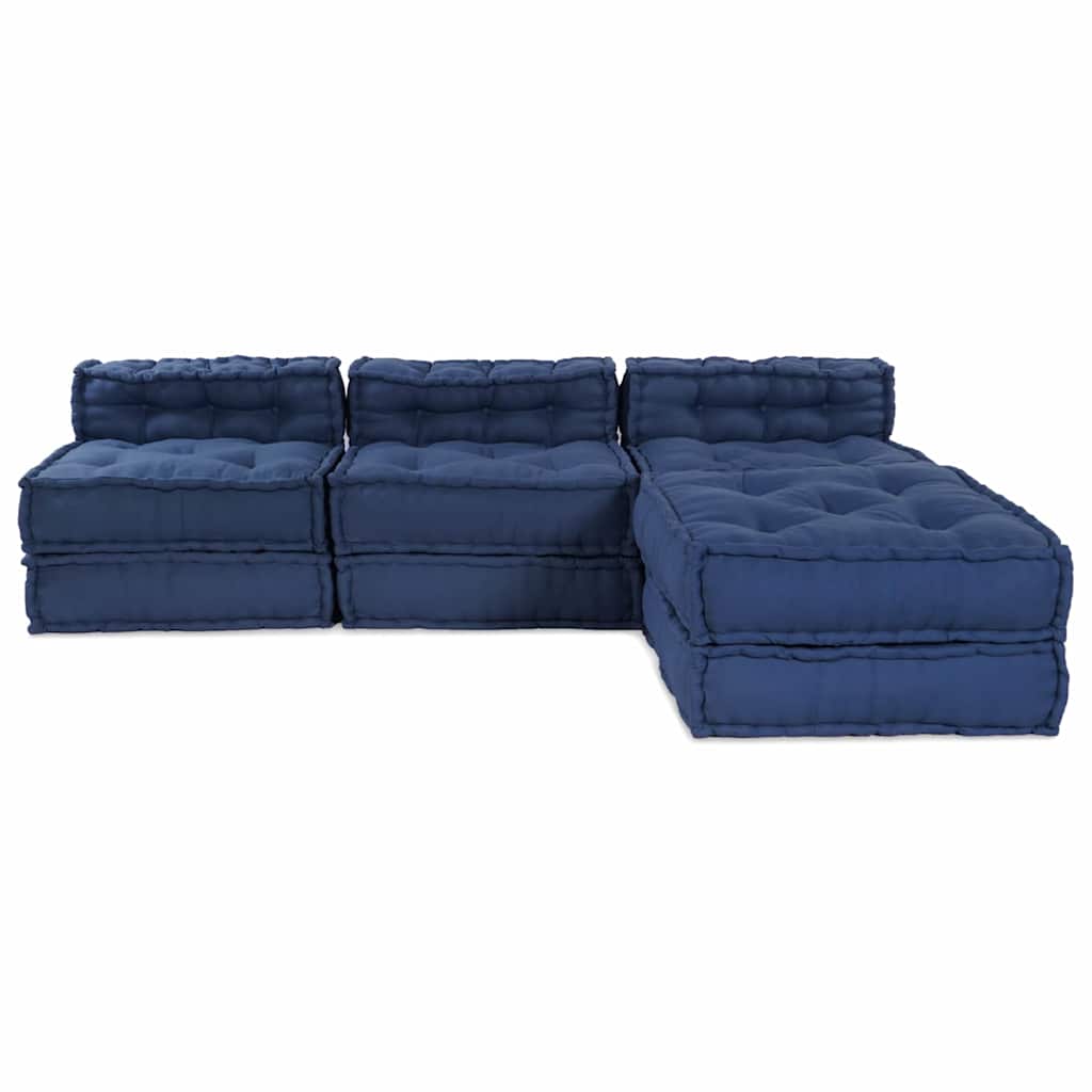 Modular Sofa Unit 4 pcs Indigo Fabric