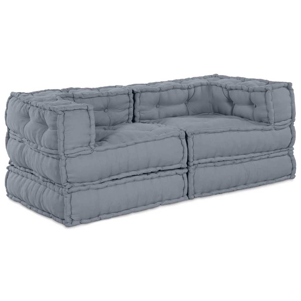 Modular Sofa Unit 2 pcs Grey 140 x 70 x 56 cm Fabric