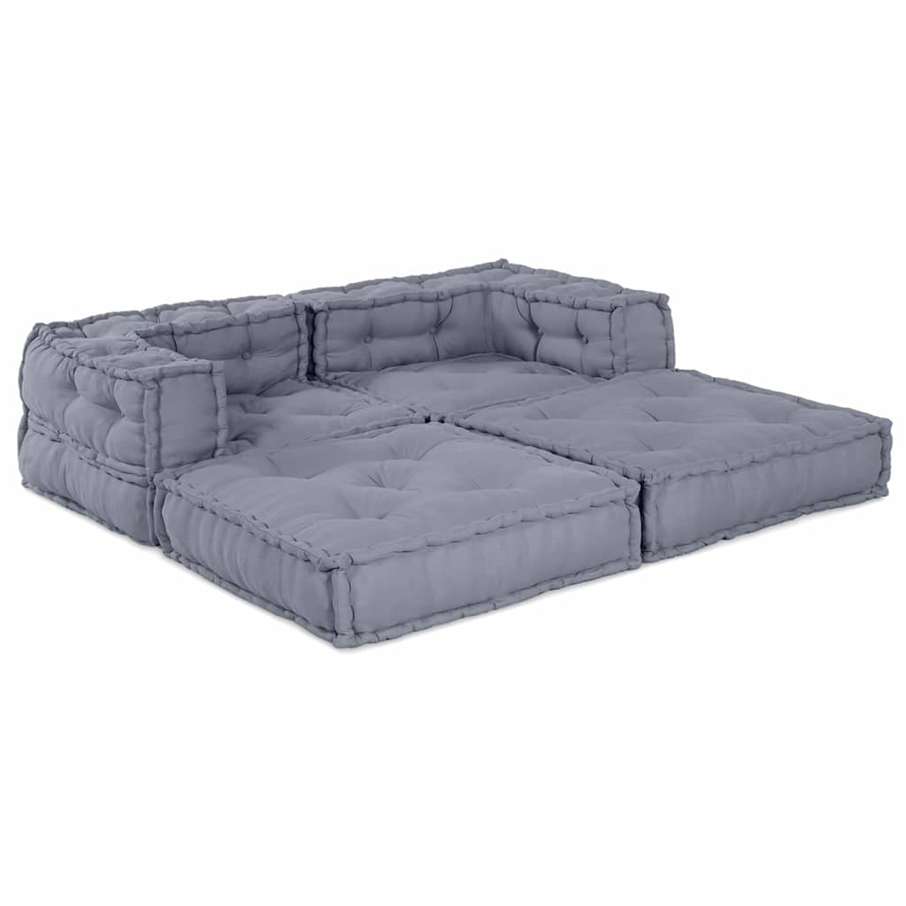 Modular Sofa Unit 2 pcs Grey 140 x 70 x 56 cm Fabric