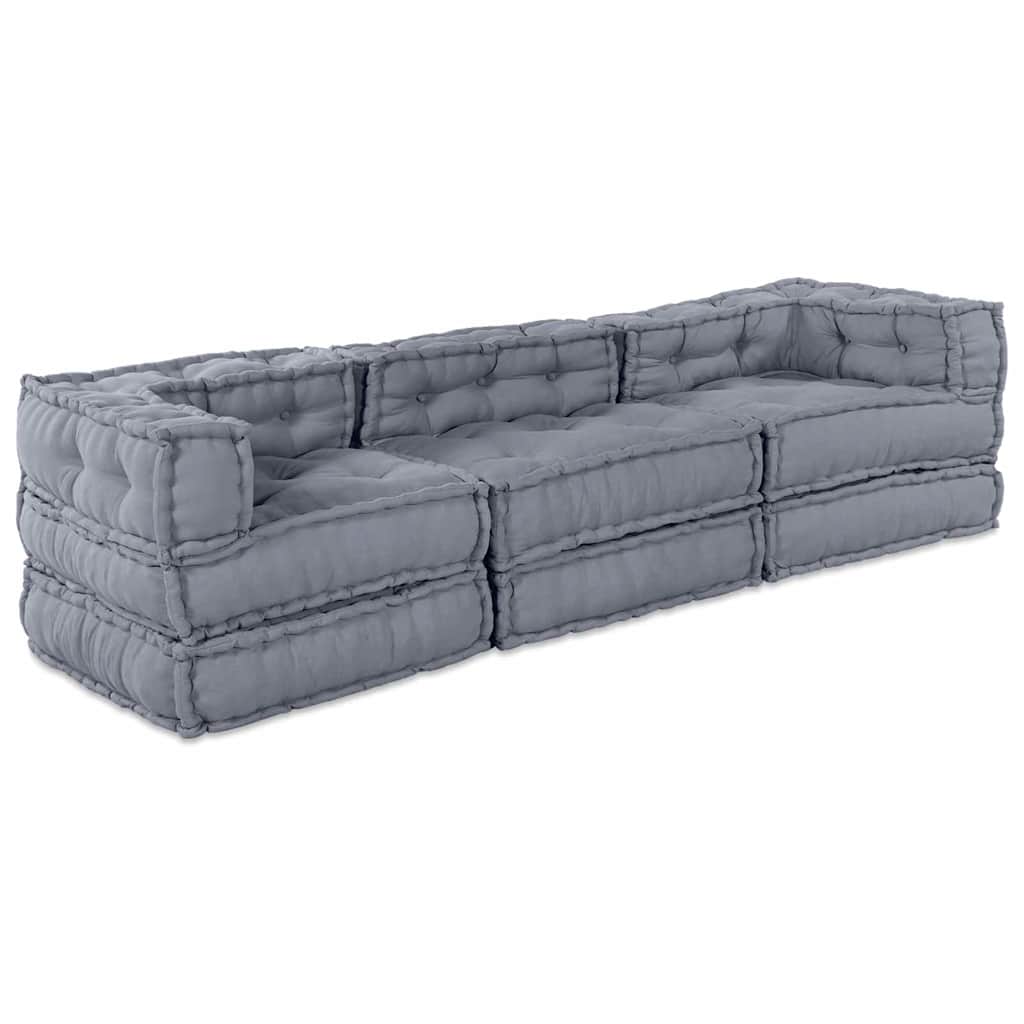 Cushion 3 pcs Grey 70 x 70 x 54 cm Polyester
