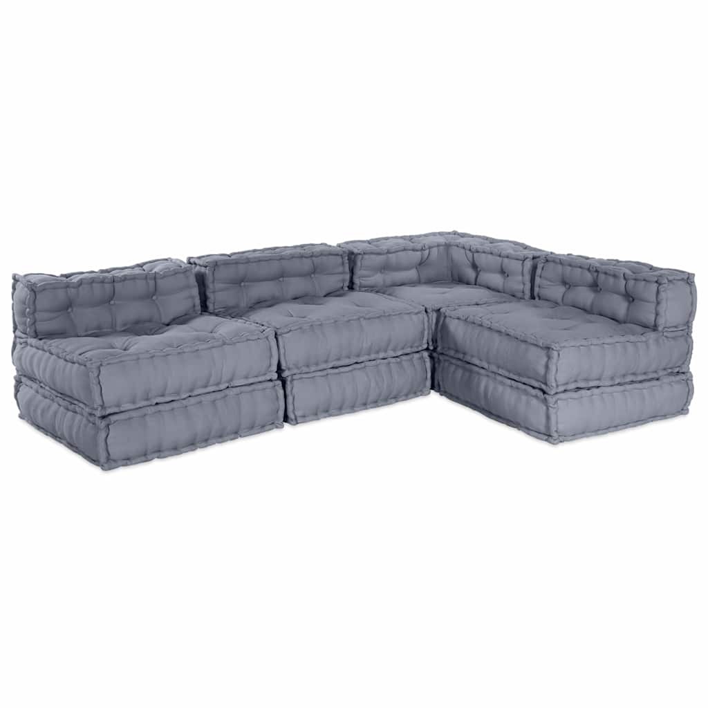 Modular Sofa Unit 4 pcs Grey Fabric