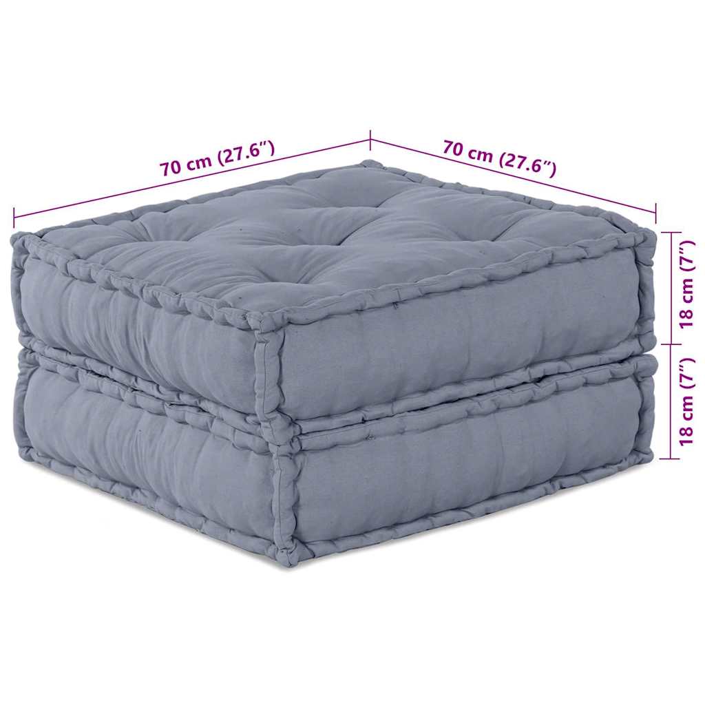 Cushion 2 pcs Grey 70 x 70 x 36 cm Polyester
