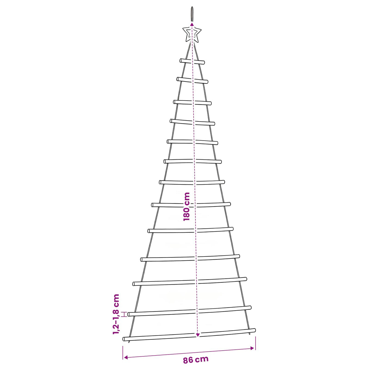 Hanging Christmas Tree with Top Star 86x180 cm Natural Branch