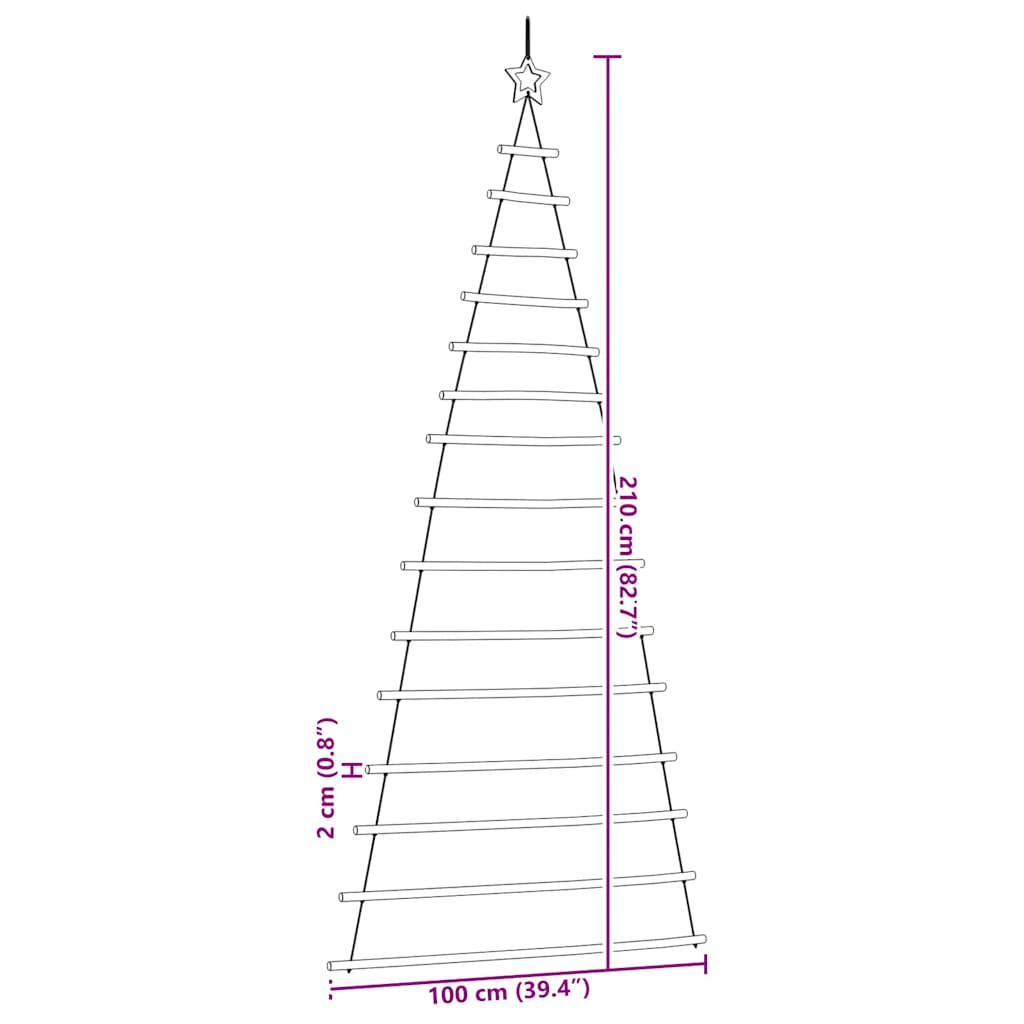  Hanging Christmas Tree with Top Star 100x210 cm Natural Branch