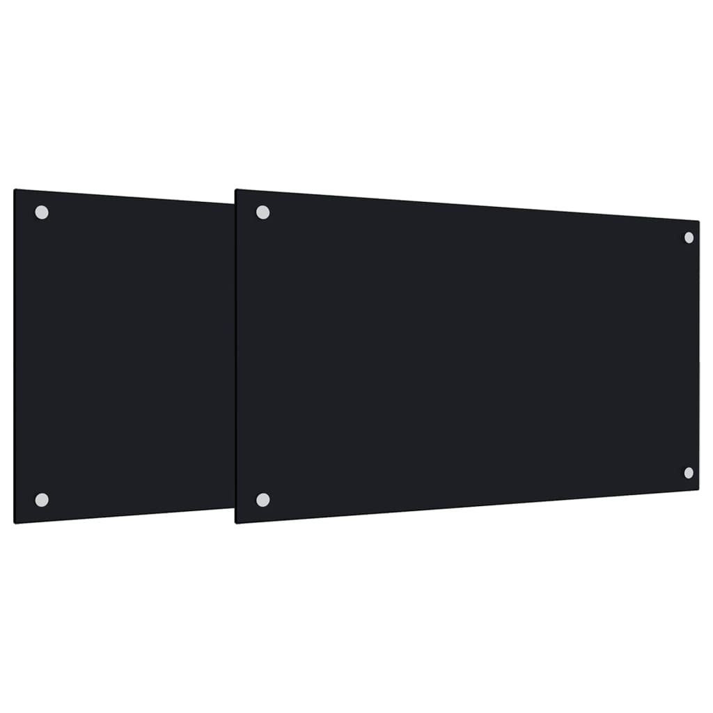 Kitchen Backsplashes 2 pcs Black 70x60 cm Tempered Glass