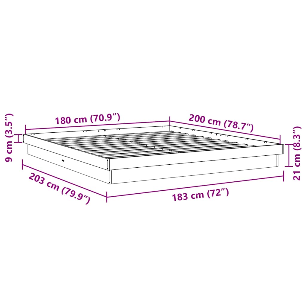 Bed Frame without Mattress 180x200 cm Solid Wood Oak