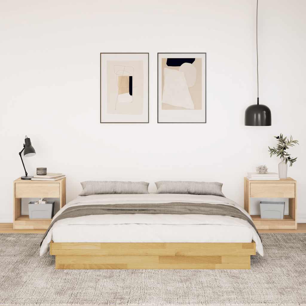 Bed Frame without Mattress 150x200 cm Solid Wood Oak